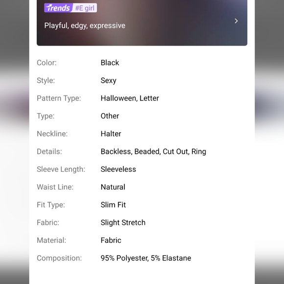 ROMWE PUNK Halloween & Letter Graphic Beaded Cutout Halter Bodysuit skull - Picture 4 of 5